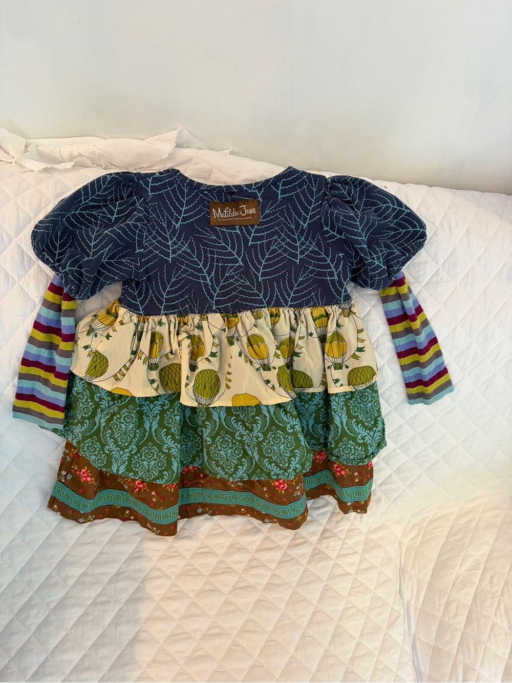 Matilda Jane Navy & Multicolor Layered Long-Sleeve Dress